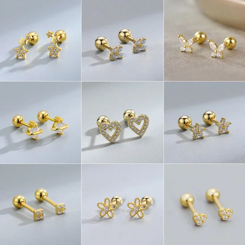 Hypoallergenic Heart Stud Earrings Screw Back For Women - Smarsty