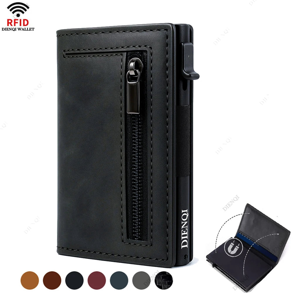 Luxury RFID Blocking Card Holder Men Wallets Money Bag Metal Credit Cardholder Aluminium Slim Thin Smart Minimalistic Wallets - Smarsty