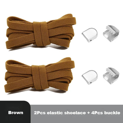 Flat Elastic Shoe Laces Sneakers No Tie Shoelaces for Shoes Tennis Quick Shoelace Clips Without Ties Shoe Accessories Kids Adult - Smarsty