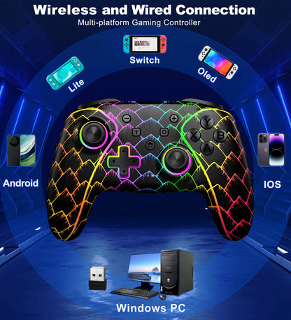 Dinofire Wireless Bluetooth RGB Controller for Nintendo Switch - Smarsty