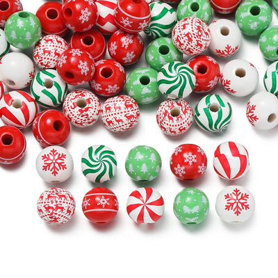 5/10pcs 16mm Wooden Beads Green Snowman Christmas Spacer Beads for DIY Bracelet Keychain Jewelry Making Handmade Accessories