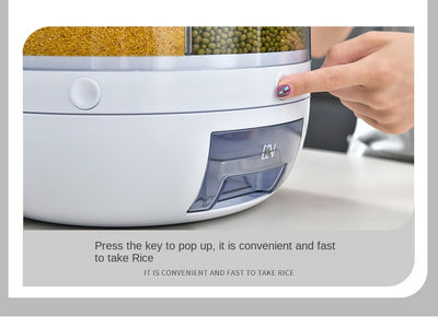 360 Degree Rotating Rice Dispenser Sealed Dry Cereal Grain Bucket Dispenser Moisture-proof Kitchen Food Container Storage Box by Smarsty