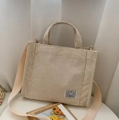 Corduroy Women Handbag Large Capacity Shoulder Bag - Smarsty