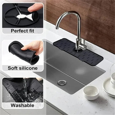 Kitchen Gadgets Silicone Faucet Absorbent Pad Shelf Sink Splash Catcher Countertop Protective Mat Bathroom Drain Mat Acceesories by Smarsty