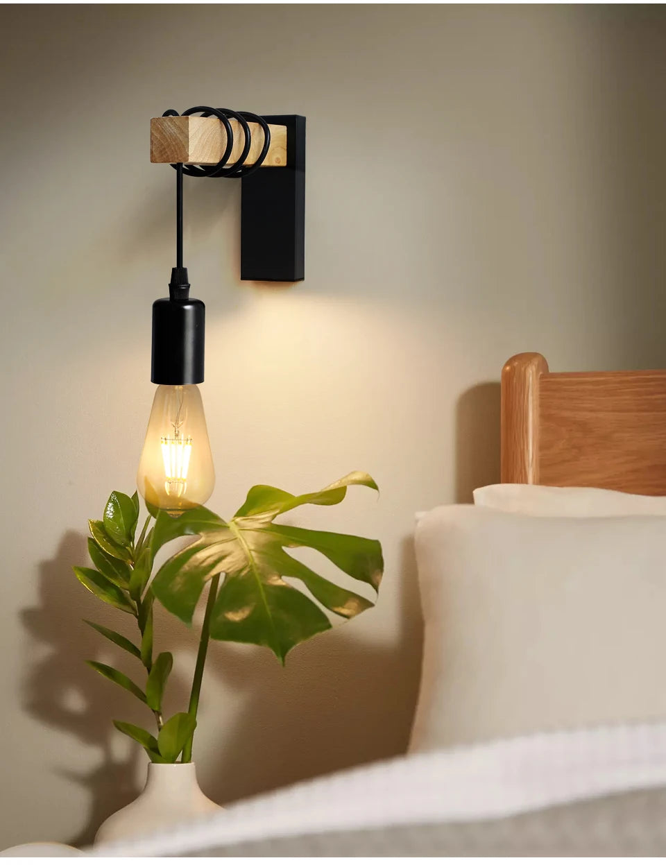 Retro Wood LED Wall Lamp for Stylish Home Decor - Smarsty