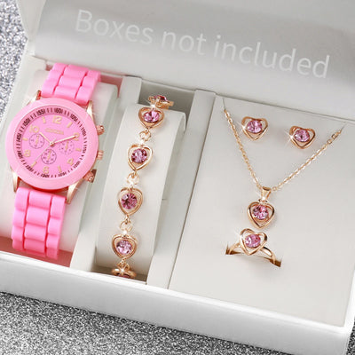 Fashionable Women Quartz Watches Set with Silicone Bands - Smarsty