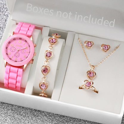 Fashionable Women Quartz Watches Set with Silicone Bands - Smarsty