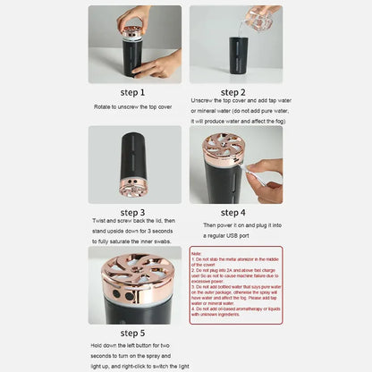 300ml Silent Car Air Humidifier With Color Night Light - Smarsty
