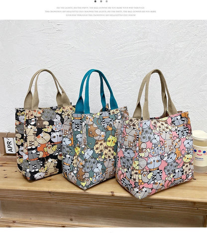 Chic Cat Pattern Top Handle Bag For Women Everyday Use - Smarsty