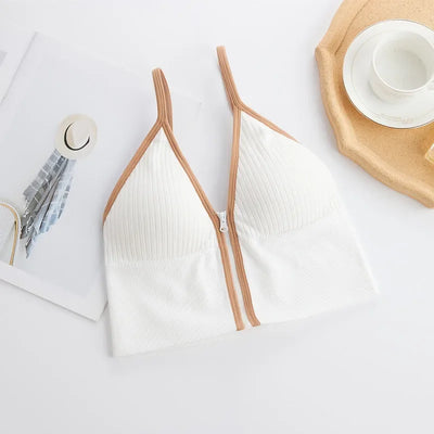 Women Crop Tops Sexy Solid Color Camisole Ice Silk Tube Top Seamless Sports Tank Top Wireless Underwear Padded Bra Bralette Vest - Smarsty