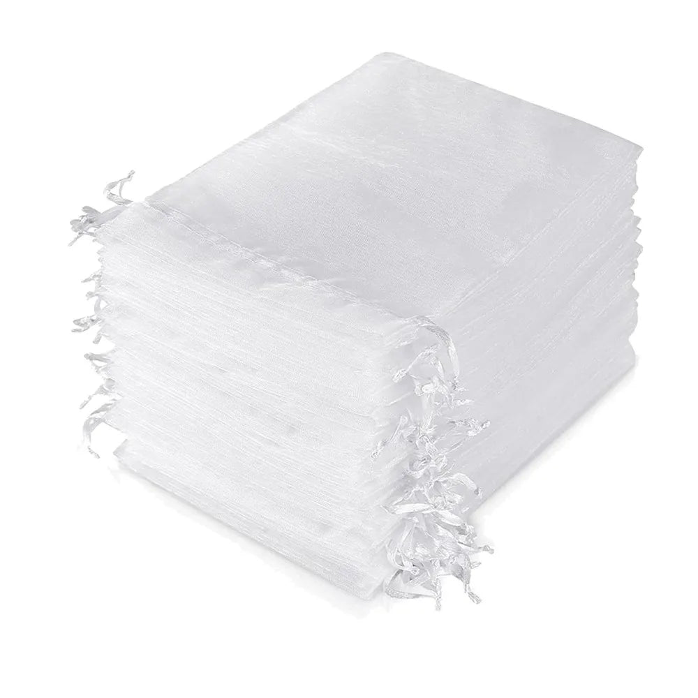 50pcs White Sheer Organza Jewelry Gift Bags - Smarsty