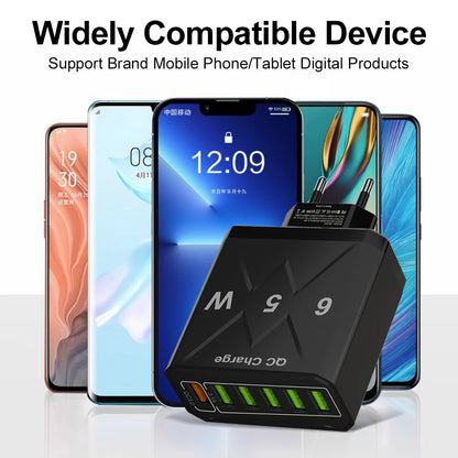 65W 6 Port USB Charger Fast USB QC3.0 Travel Adapter - Smarsty