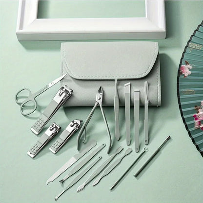 16 Piece Professional Nail Clippers Set with Travel Case - Smarsty