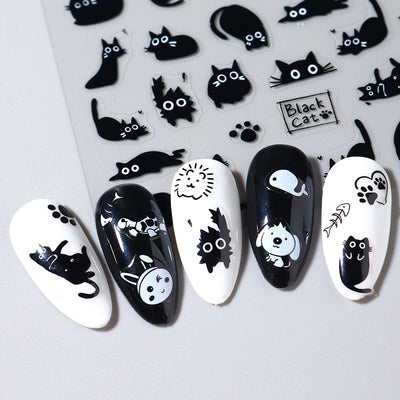 Cute Black Cat Nail Stickers for Fun Manicure Decor - Smarsty