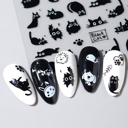 Cute Black Cat Nail Stickers for Fun Manicure Decor - Smarsty