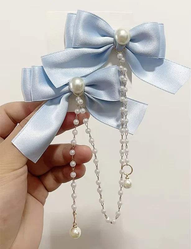 Pink Pearl Bow Hair Clip for Girls Accessories - Smarsty