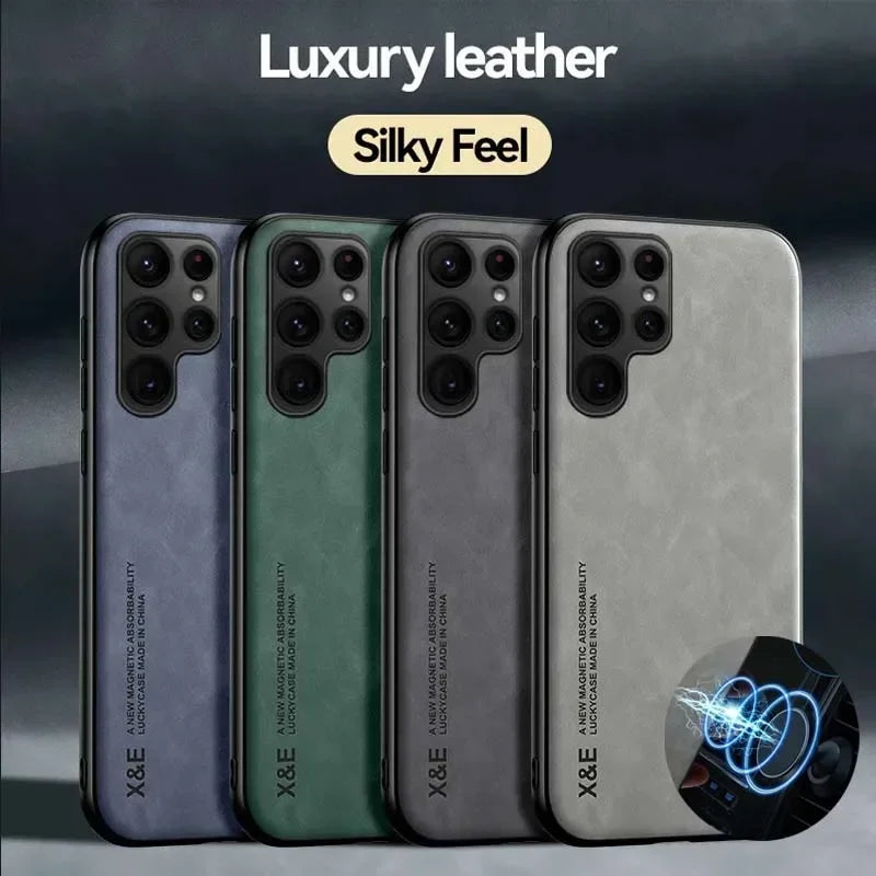 Leather Phone Case With Metal Plate For Car Mount Support - Smarsty
