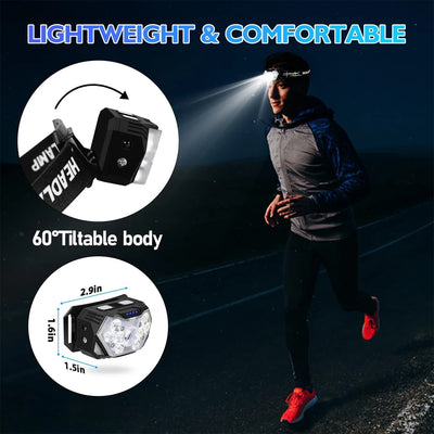 9 Led Strong Light Headlamp USB Rechageable Motion Sensor Headlight Portable Fishing Camping Outdoor Head Lamp Work Flashlight by Smarsty