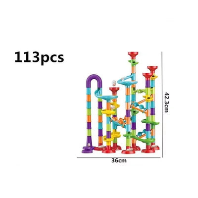 Marble Run Race Track Building Blocks Kids 3D Maze Ball Roll Toy DIY Marble Run Race Coaster Set 80/105/109/133pc Christmas Gift - Smarsty