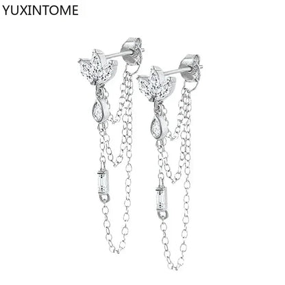 925 Sterling Silver Hoop Earrings White Crystal Luxury - Smarsty