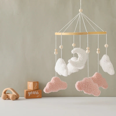 Wooden Crib Mobile Baby Bed Bell Rattle Toy Soft Felt Cartoon Bear Mobile Hanging Newborn Music Box Bed Bell Hanging Bracket Toy by Smarsty