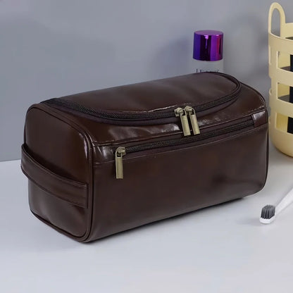 Stylish Embossed Leather Travel Cosmetic Organizer - Hook Design, Roomy Interior for Toiletries and Makeup zwq - Smarsty