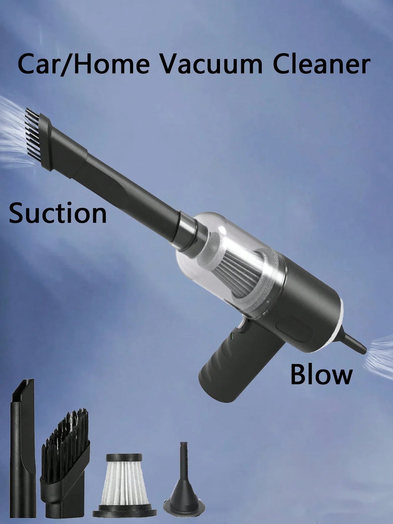 3 In 1 Integrated Suction And Blowing Vacuum Combination Vacuum Cleaner USB Charging Small Car Household Vacuum Cleaner - Smarsty