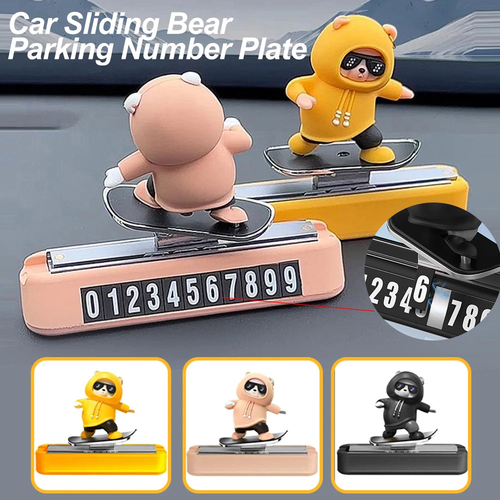 Bear Cartoon Magnetic Parking Number Plate For Car Dashboard - Smarsty