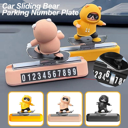 Bear Cartoon Magnetic Parking Number Plate For Car Dashboard - Smarsty