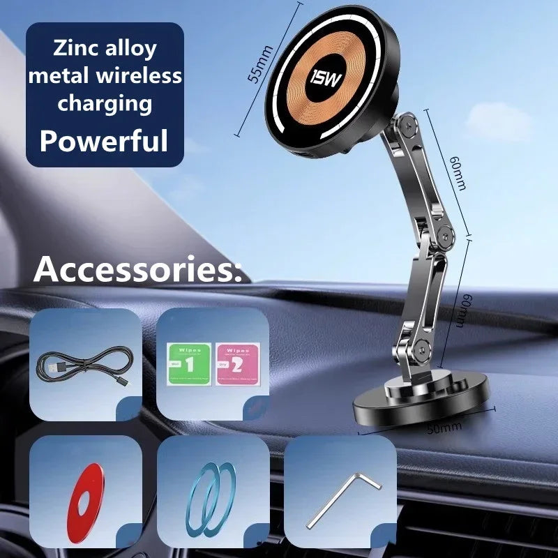 Magnetic Car Wireless Charger Mount With Fast 15W Charging - Smarsty