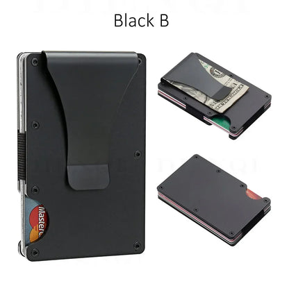 Carbon Fiber Metal Minimalist Slim Credit Card Holder Wallet Carteira for Men Cartera Tarjetero Hombre RFID Bank Cardholder Case