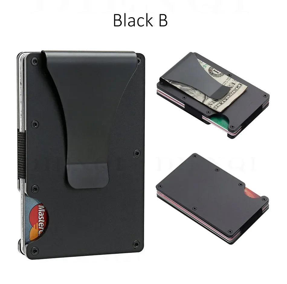 Carbon Fiber Metal Minimalist Slim Credit Card Holder Wallet Carteira for Men Cartera Tarjetero Hombre RFID Bank Cardholder Case