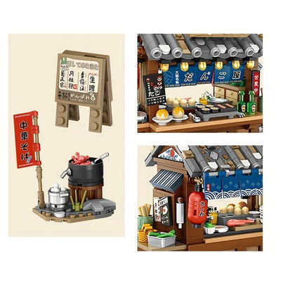 New Style Food Stall Braised Octopus Restaurant Mini Building Blocks by Smarsty
