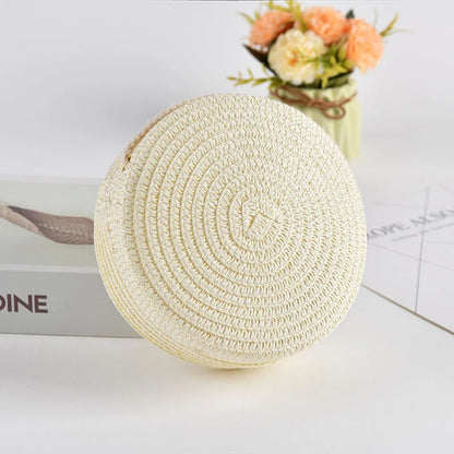 Round Straw Bag For Women Woven Handmade Shoulder Bag - Smarsty