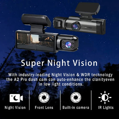 3.16inch IPS 1080P Dash Cam Car Dvr Dual Lens Front Inside Wide Angle IR Night Vision Video Recorder