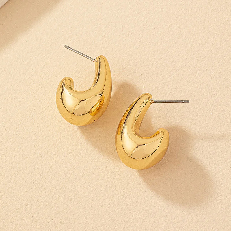 Vintage Chunky Dome Drop Earrings Gold Plated Stainless - Smarsty