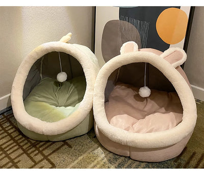 Deep Sleep Cat Bed Cartoon Pet Bed Foldable Removable Washable Pet Sleeping Bed for Small Dog Mat Bag Cave Cats Bed - Smarsty