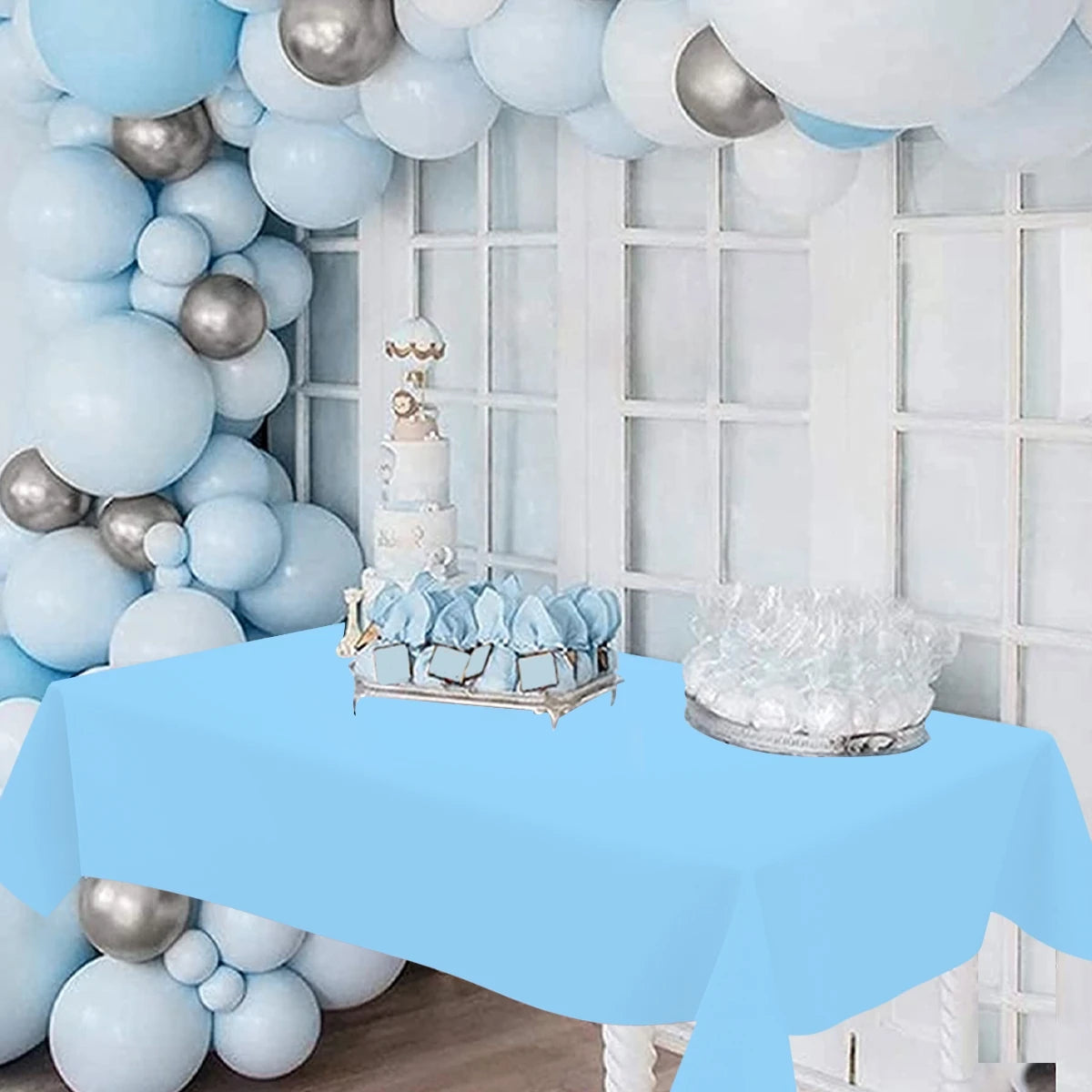 Multi Solid Color Disposable Plastic Tablecloth for Events - Smarsty