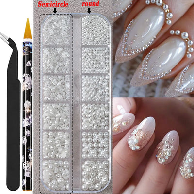 Half Round Pearl Beads for Stunning Nail Art - Smarsty