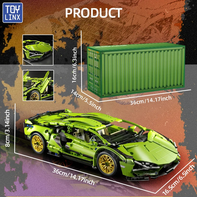 ToylinX Technical Building Blocks Racing Sport Car Speed Vehicle Model City Mechanical Super Bricks Puzzle Toys Adult Gift