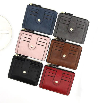 Luxury Small Men's Credit ID Card Holder Wallet Male Slim Leather Wallet with Coin Pocket Brand Designer Purse for Men Women - Smarsty