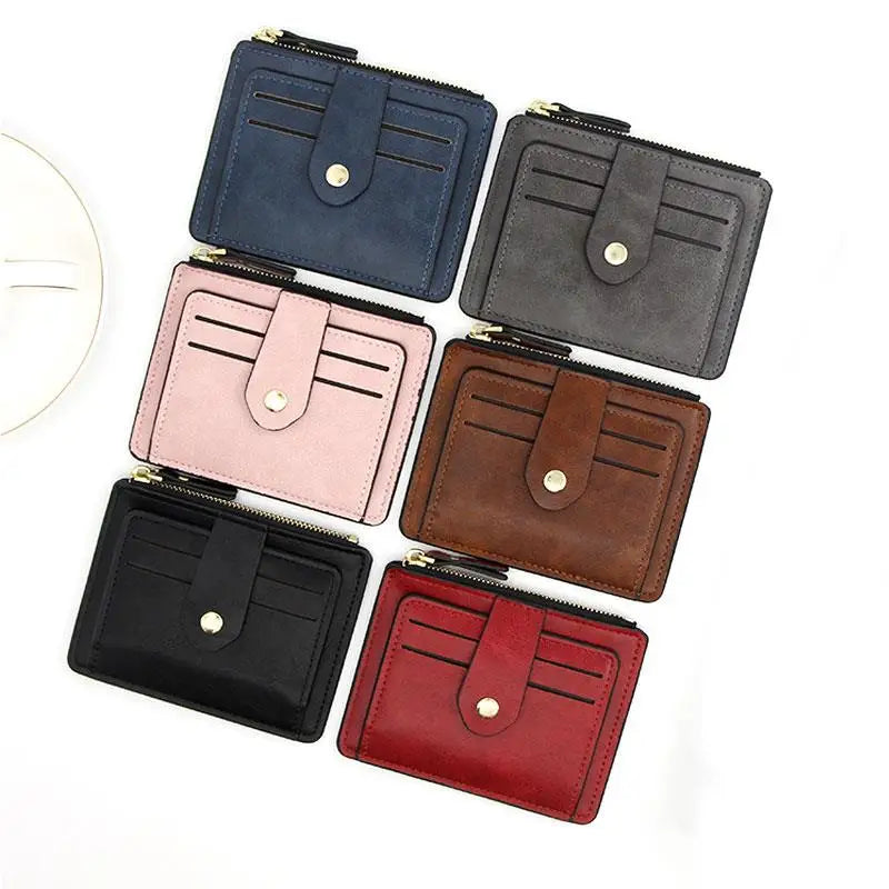 Luxury Small Men's Credit ID Card Holder Wallet Male Slim Leather Wallet with Coin Pocket Brand Designer Purse for Men Women - Smarsty