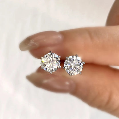 D Color Certified Moissanite Stud Earrings 925 Sterling - Smarsty