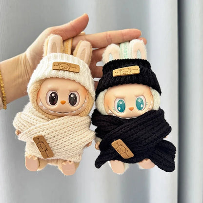 For 15-17 cm v1v2 Labubu Clothes outfit Labubu Sitting Party Bear Label Scarf Hat Bag Dolls Accessories Cute Decoration by Smarsty