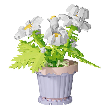 Building block flower simulation bouquet small particle assembly puzzle toy children's handmade DIY potted tabletop ornament - Smarsty