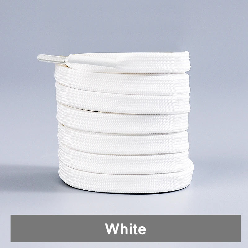 1 Pair Black White Shoe Laces Flat Double Woven Anti-slip Polyester Shoelaces Sports Casual White Shoes Classic Shoelace - Smarsty