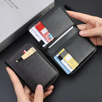 Portable Super Slim Soft Wallet for Men PU Leather Mini ID Credit Card Wallet Purse Card Holders Wallet Thin Small Short Wallets - Smarsty
