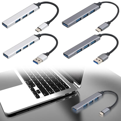 4-Port USB 3.0 Hub Adapter 5Gbps USB Data Hub USB C To USB Hub Multiple USB 3.0 Hub USB Port Expander for Laptop and PC
