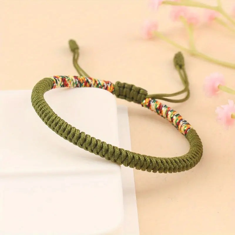 Tibetan Buddhist Lucky Bracelet Adjustable Red Thread Braid - Smarsty