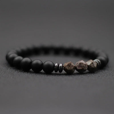 Mens Black Onyx and Tiger Eye Beaded Bracelet - Smarsty